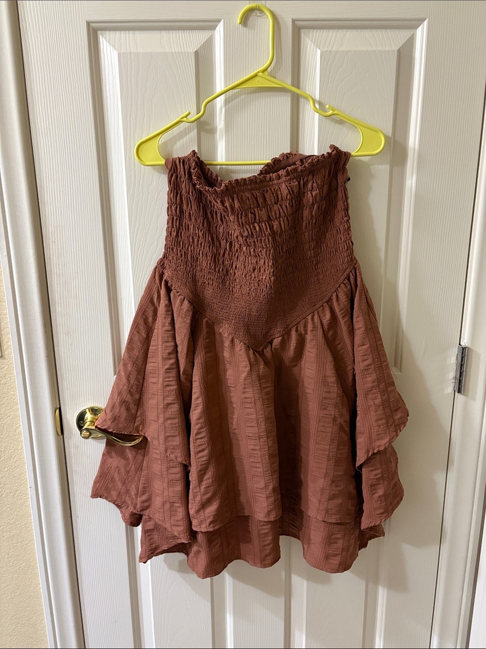 wild fable Rust Smocked Strapless Tiered Dress